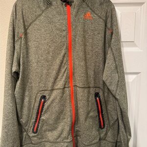 Adidas Men's heathered army green Jacket with orange Trim sz Large